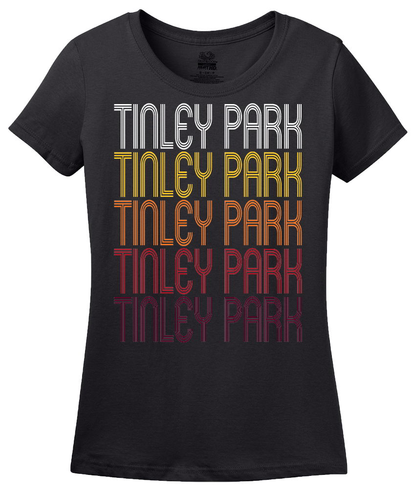 Ladies Black Tinley Park, IL | Retro, Vintage Style Illinois Pride  T-shirt