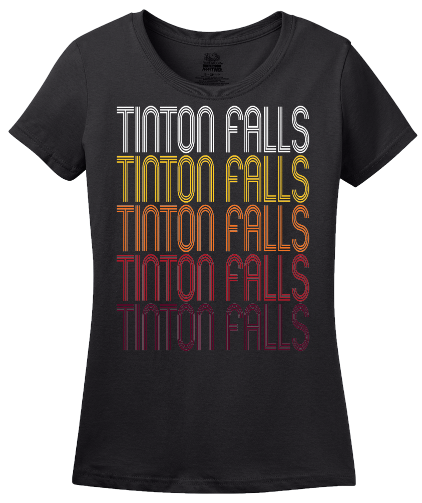 Ladies Black Tinton Falls, NJ | Retro, Vintage Style New Jersey Pride  T-shirt