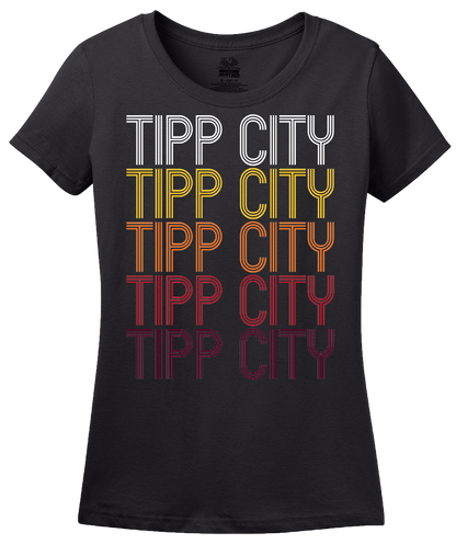Ladies Black Tipp City, OH | Retro, Vintage Style Ohio Pride  T-shirt