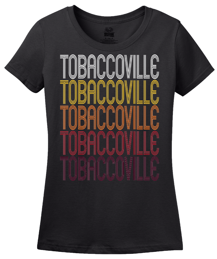 Ladies Black Tobaccoville, NC | Retro, Vintage Style North Carolina Pride  T-shirt