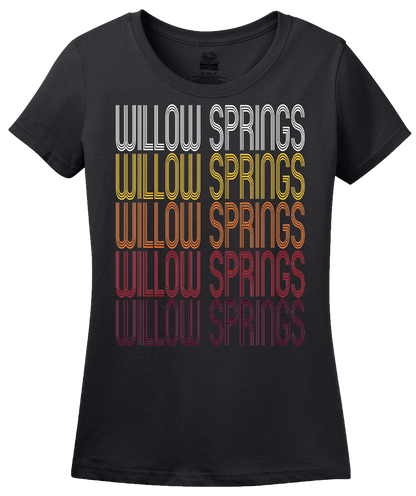 Ladies Black Willow Springs, MO | Retro, Vintage Style Missouri Pride  T-shirt