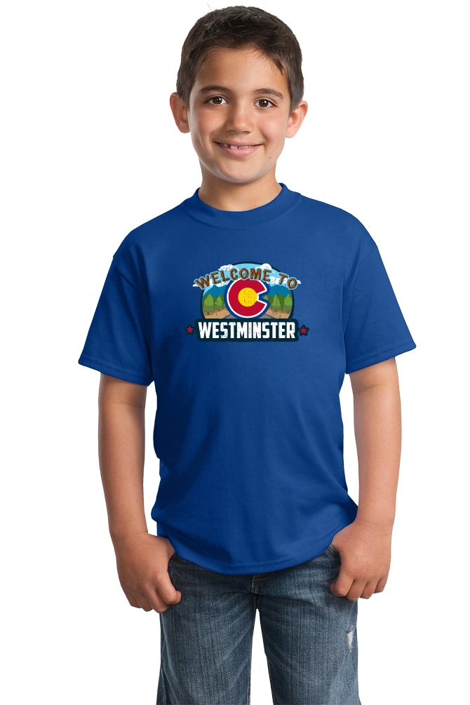 Youth Royal Welcome To Westminster, Colorado - Denver Broncos Gold Rush T-shirt
