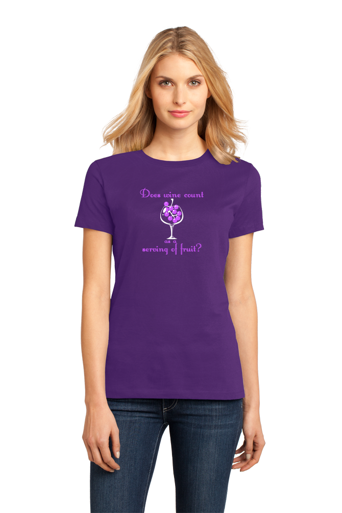Ladies Purple Does Wine Count As A Serving Of Fruit? - Wine Lover Funny Joke T T-shirt