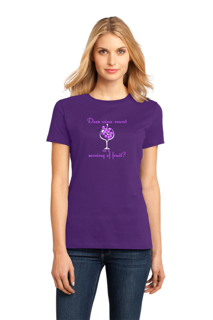 Ladies Purple Does Wine Count As A Serving Of Fruit? - Wine Lover Funny Joke T T-shirt