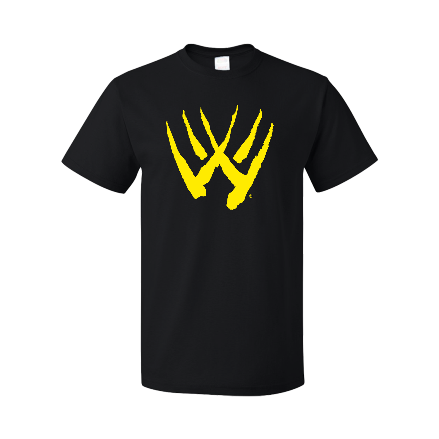 Black Unisex T-shirt with Yellow Wolverine Claw on Full Chest
