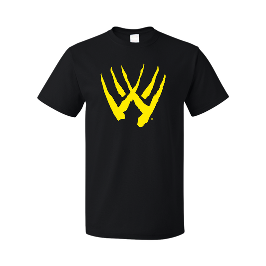 Black Unisex T-shirt with Yellow Wolverine Claw on Full Chest
