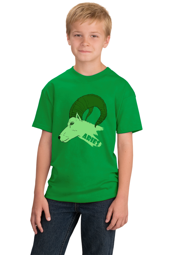 Youth Green Zodiac Aries The Ram - Horoscope Astrology Fan Star Sign T-shirt