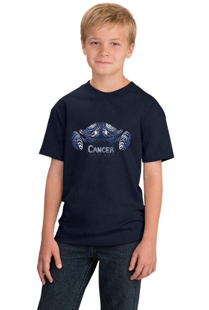 Youth Navy Zodiac Cancer - Horoscope Astrology Fan Star Sign The Crab T-shirt