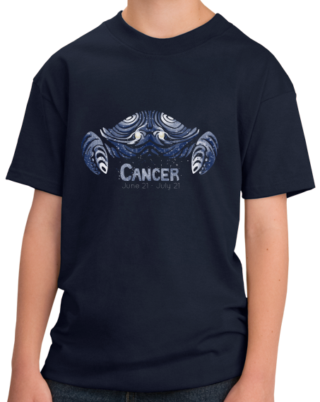 Youth Navy Zodiac Cancer - Horoscope Astrology Fan Star Sign The Crab T-shirt