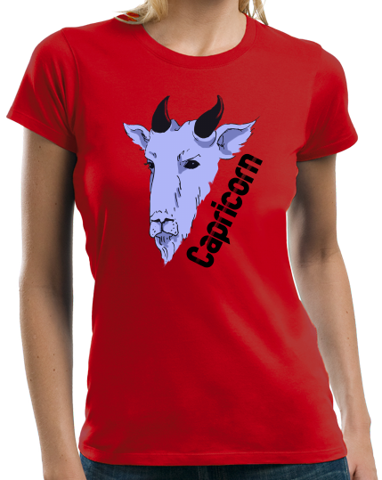 Ladies Red Zodiac Capricorn - Horoscope Astrology Fan Star Sign Goat T-shirt