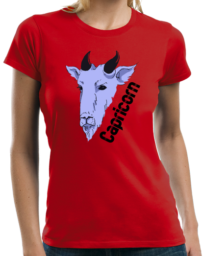 Ladies Red Zodiac Capricorn - Horoscope Astrology Fan Star Sign Goat T-shirt