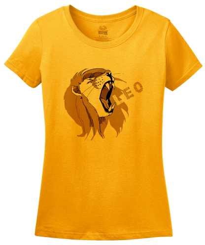 Ladies Gold Zodiac Leo The Lion - Horoscope Astrology Fan Star Sign T-shirt