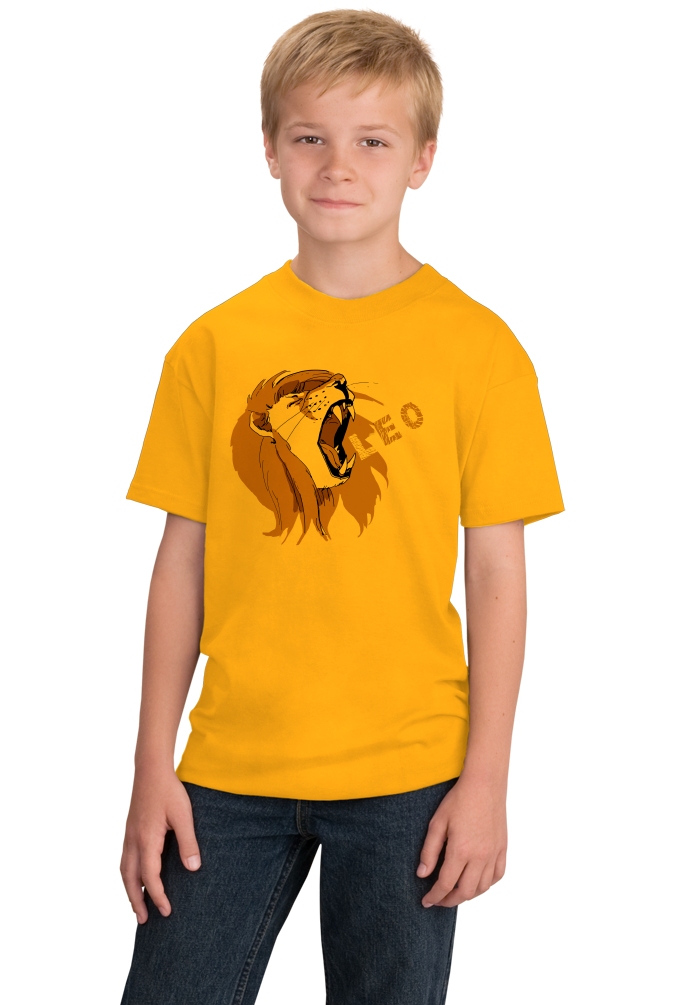 Youth Gold Zodiac Leo The Lion - Horoscope Astrology Fan Star Sign T-shirt