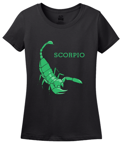 Ladies Black Zodiac Scorpio - Horoscope Astrology Fan Star Sign Scorpion T-shirt