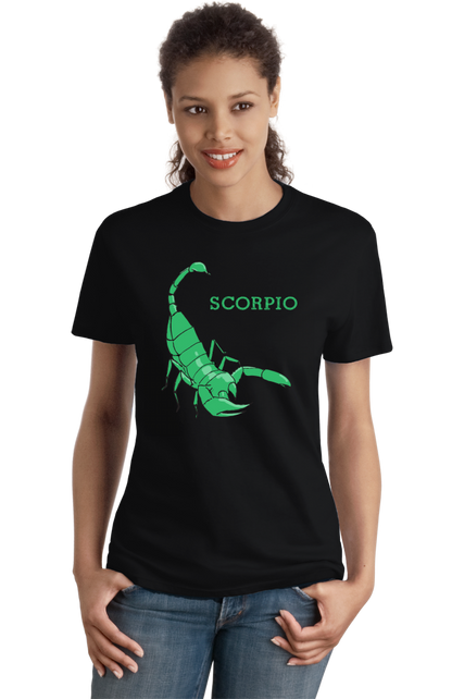 Ladies Black Zodiac Scorpio - Horoscope Astrology Fan Star Sign Scorpion T-shirt