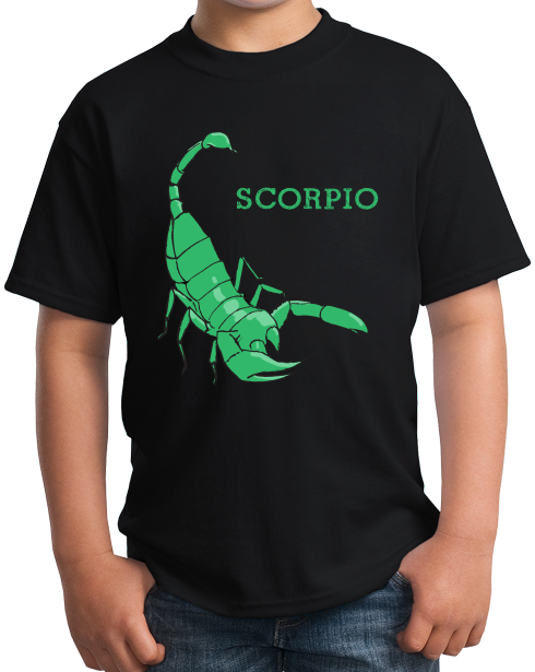 Youth Black Zodiac Scorpio - Horoscope Astrology Fan Star Sign Scorpion T-shirt